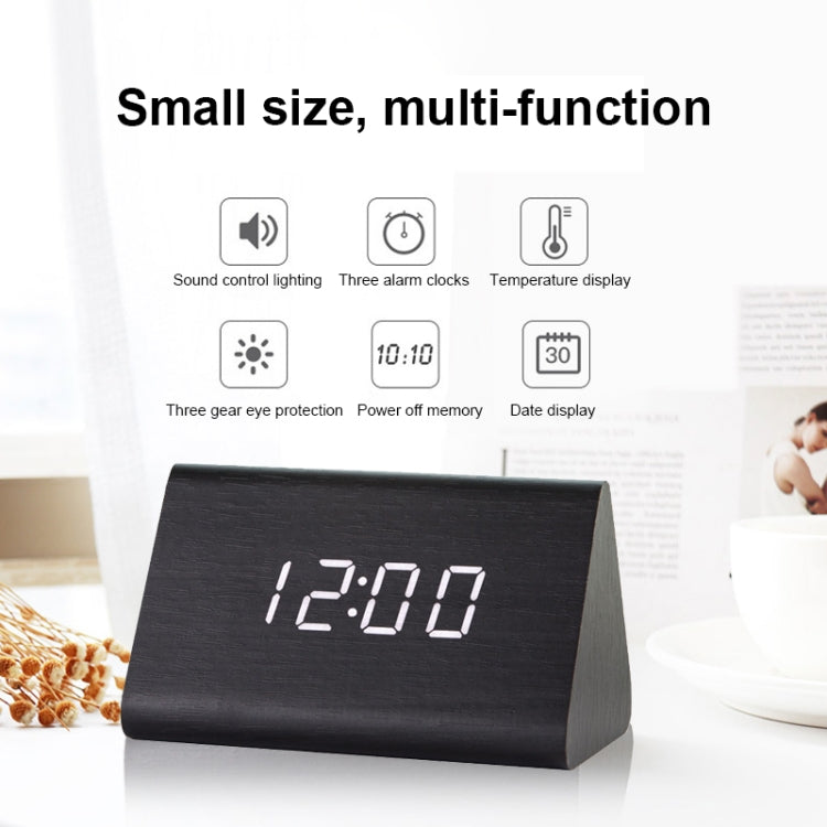 Mute Luminous Electronic Clock Wooden Sound Control Small Triangle Alarm Clock Brown Wood Red Light - Alarm Clocks by PMc TechLife | Online Shopping South Africa | PMc TechLife | Buy Now Pay Later Mobicred