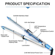 2 in 1 Titanium Hair Straighter Curler Iron(Blue)