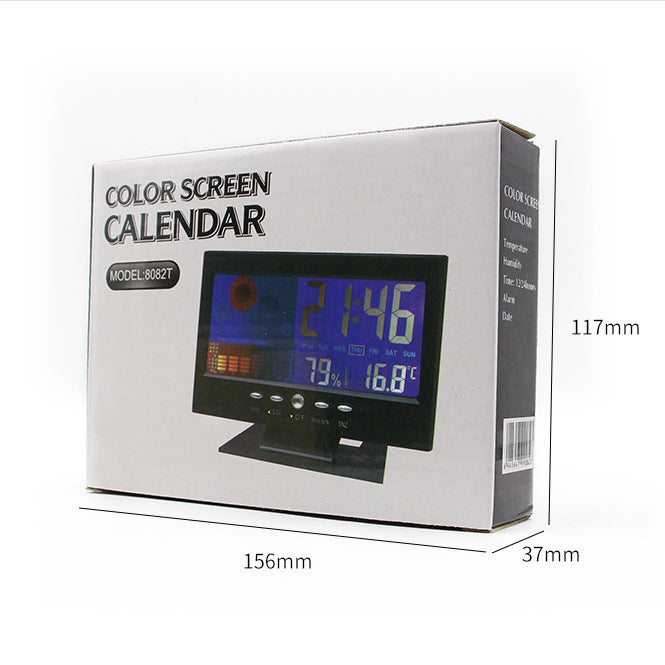 8082T Weather Forecast Clock LED Color Screen Perpetual Calendar Temperature And Humidity Intelligent Voice Control Electronic Alarm Cloc,Specification: Black - Alarm Clocks by PMc TechLife | Online Shopping South Africa | PMc TechLife | Buy Now Pay Later Mobicred