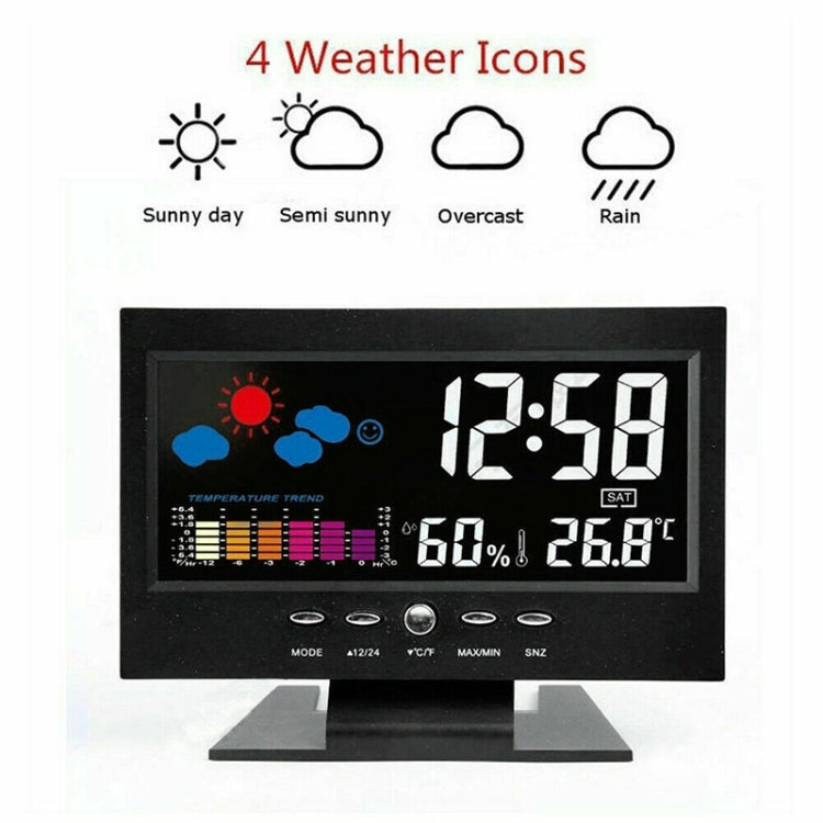 8082T Weather Forecast Clock LED Color Screen Perpetual Calendar Temperature And Humidity Intelligent Voice Control Electronic Alarm Cloc,Specification: Black - Alarm Clocks by PMc TechLife | Online Shopping South Africa | PMc TechLife | Buy Now Pay Later Mobicred