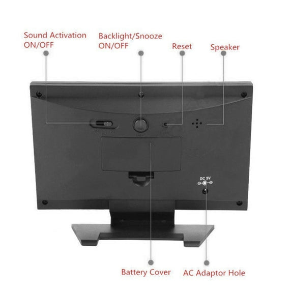 8082T Weather Forecast Clock LED Color Screen Perpetual Calendar Temperature And Humidity Intelligent Voice Control Electronic Alarm Cloc,Specification: Black
