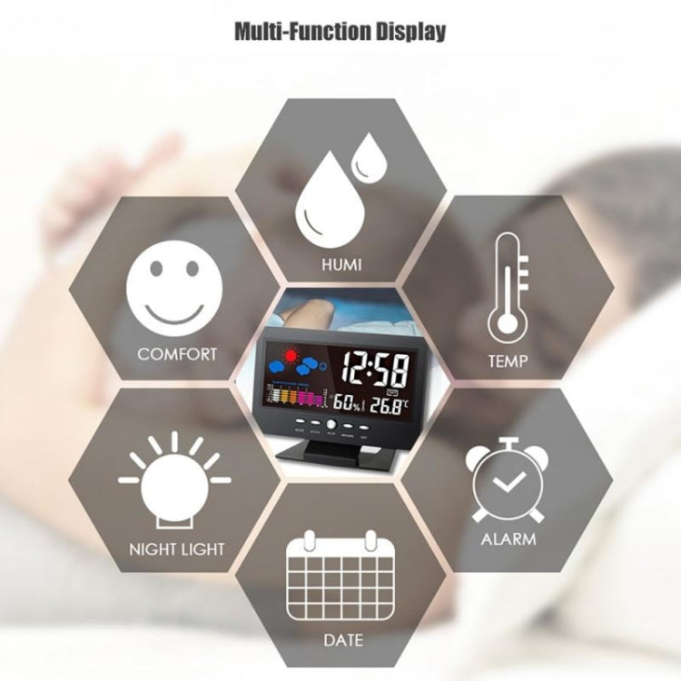 8082T Weather Forecast Clock LED Color Screen Perpetual Calendar Temperature And Humidity Intelligent Voice Control Electronic Alarm Cloc,Specification: Black - Alarm Clocks by PMc TechLife | Online Shopping South Africa | PMc TechLife | Buy Now Pay Later Mobicred