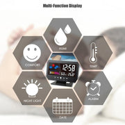8082T Weather Forecast Clock LED Color Screen Perpetual Calendar Temperature And Humidity Intelligent Voice Control Electronic Alarm Cloc,Specification: Black