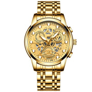 FNGEEN 4088 Men Hollow Quartz Watch Student Water-resistant Luminous Watch(Full Gold Gold Surface)