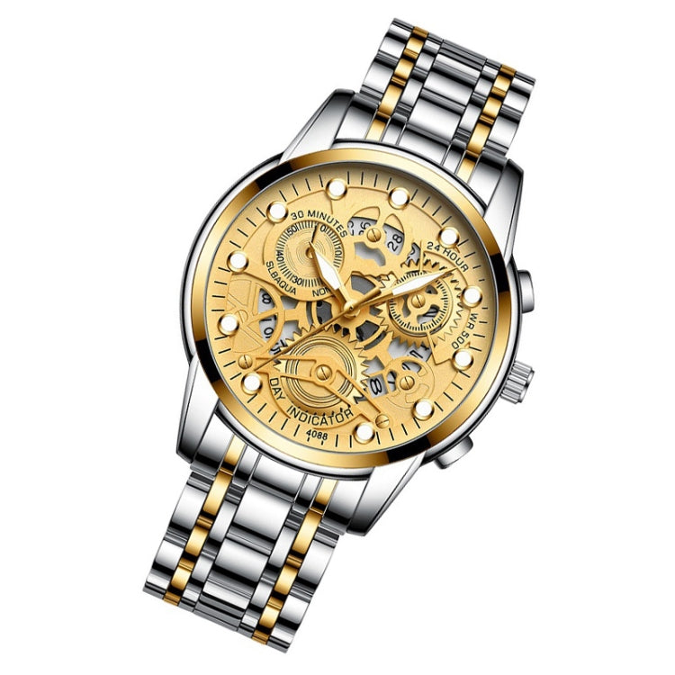 FNGEEN 4088 Men Hollow Quartz Watch Student Waterproof Luminous Watch(Gold And Gold Surface) - free shipping - PMC Jewellery - Order now!