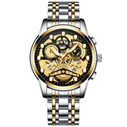 FNGEEN 4088 Men Hollow Quartz Watch Student Water-resistant Luminous Watch(Gold Black Surface)