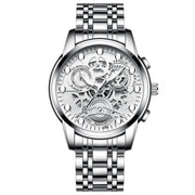 FNGEEN 4088 Men Hollow Quartz Watch Student Water-resistant Luminous Watch(White Steel White Surface)