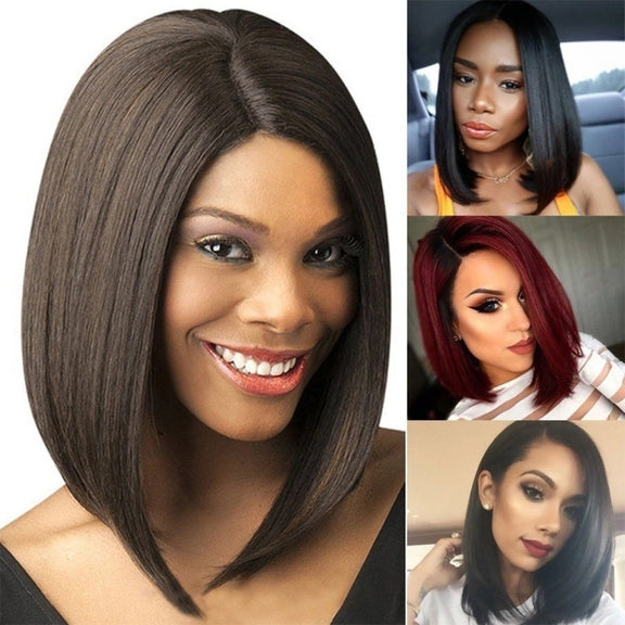 Ladies Short Hair Bobo Head Synthetic Hair Cover, Colour: Black