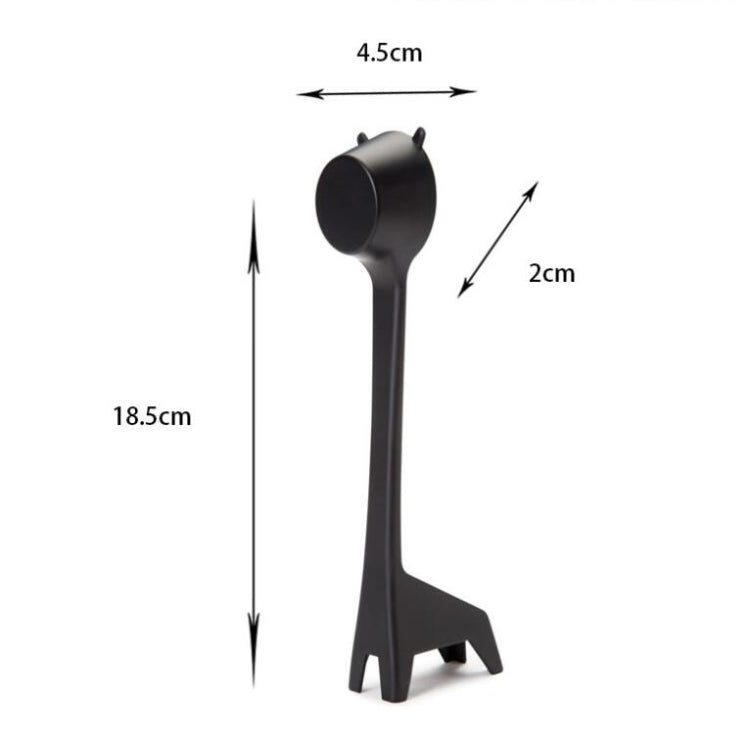 5 PCS Cartoon Giraffe Shape Coffee Spoon Coffee Bean Powder Quantitative Spoon Metering Plastic Spoon(Black)