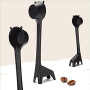 5 PCS Cartoon Giraffe Shape Coffee Spoon Coffee Bean Powder Quantitative Spoon Metering Plastic Spoon(Black)