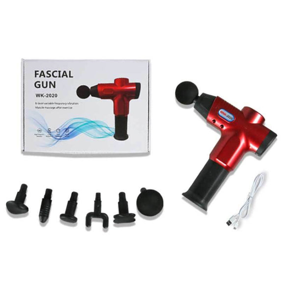 Hishell WK-2020 Electric Massage Gun Muscle Relaxation Charging Massager Portable Fitness Equipment Fascia Gun(Silver)
