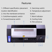 Deli 3890 Photo Laminating Machine Heat Sealing And Cold Laminating Dual-Use Laminating Machine, CN Plug