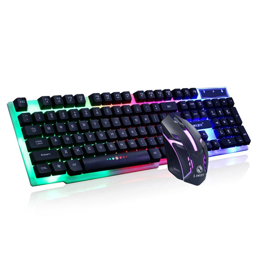 LIMEIDE GTX300 1600DPI 104 Keys USB Rainbow Suspended Backlight Wired Luminous Keyboard and Mouse Set, Cable Length: 1.4m(Black) - free shipping - PMC Jewellery - Order now!