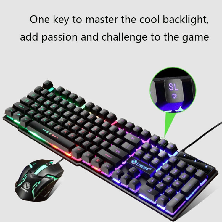 LIMEIDE GTX300 1600DPI 104 Keys USB Rainbow Suspended Backlight Wired Luminous Keyboard and Mouse Set, Cable Length: 1.4m(Black) - free shipping - PMC TechLife - Order now!