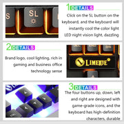 LIMEIDE GTX300 1600DPI 104 Keys USB Rainbow Suspended Backlight Wired Luminous Keyboard and Mouse Set, Cable Length: 1.4m(White)