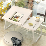 Bed Four-Speed Lifting Table Folding Laptop Desk  Adjustable Dormitory Lazy Table with Cup Holder, Size: 55x32x25cm(Aurora White)