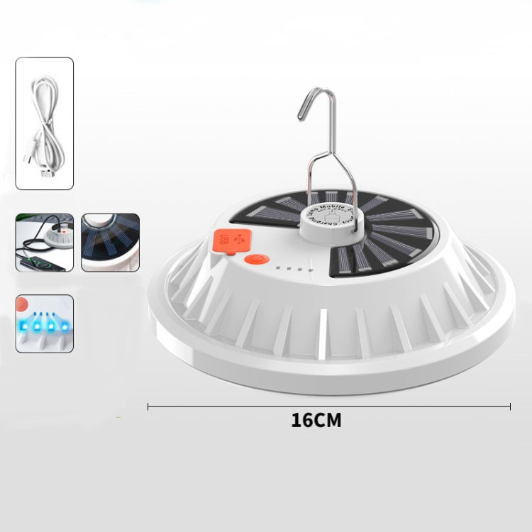 V62 Solar Power 120 LEDs UFO Rechargeable Light Household Emergency Light Bulb Outdoor Camping Night Market Stall Light