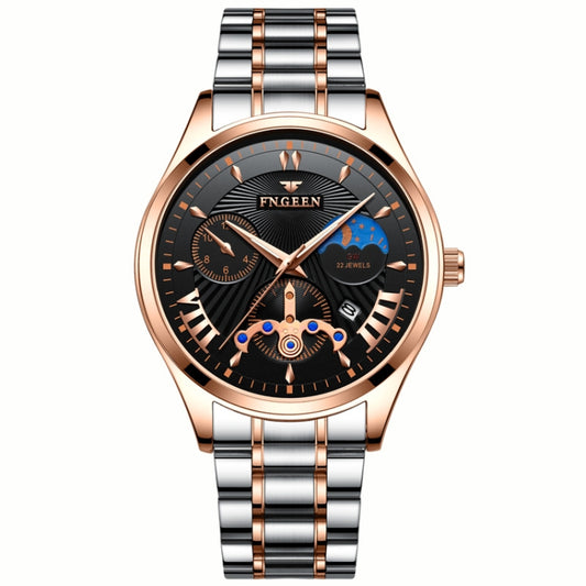 FNGEEN 5606 Men Luminous Casual Quartz Watch(Between Rose Gold Rose Shell Black Surface) - free shipping - PMC Jewellery - Order now!