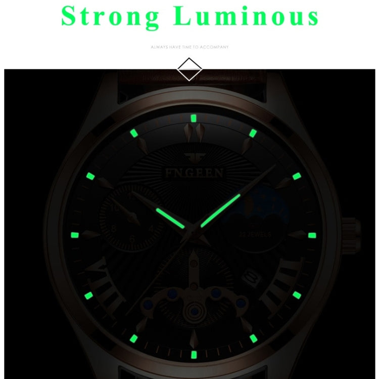 FNGEEN 5606 Men Luminous Casual Quartz Watch(White Steel White Shell Black Surface) - free shipping - PMC Jewellery - Order now!