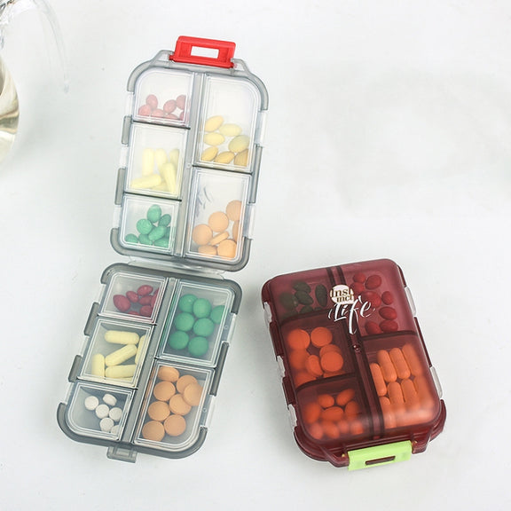 Mizi Small Pill Box Portable Dispensing Medicines Boxes, Colour: 7 Grid (Grey)