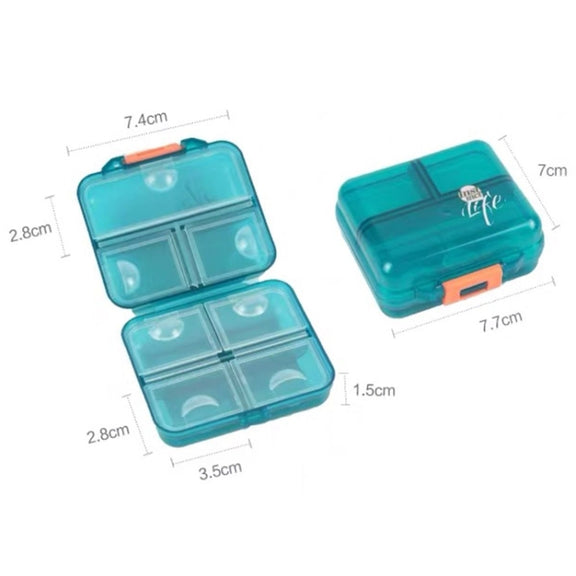 Mizi Small Pill Box Portable Dispensing Medicines Boxes, Colour: 7 Grid (Green)