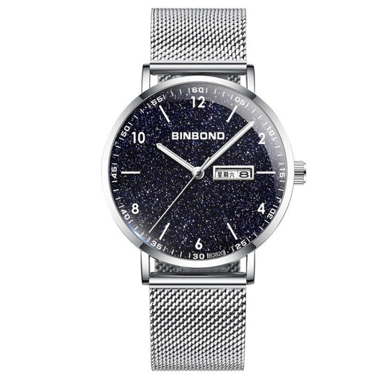BINBOND B3820 Men Simple Luminous Quartz Watch Student Trendstarry Starry Sky Pattern Watch(White Net White Shell White Nails) - free shipping - PMC Jewellery - Order now!