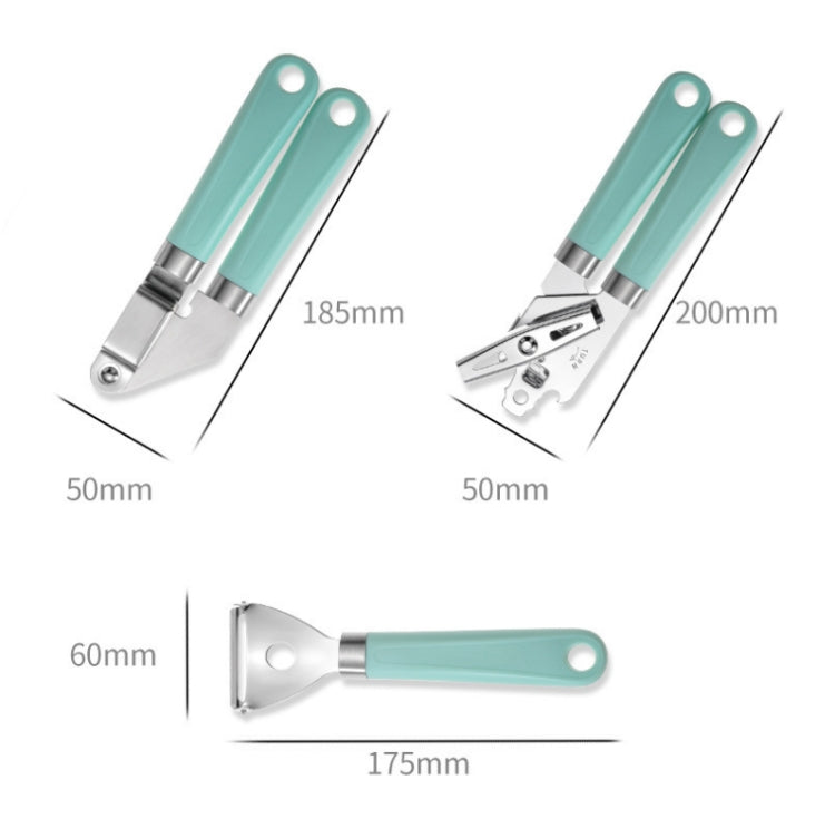 9 in 1 Plastic Handle Stainless Steel Kitchen Utensils Household Gadget Set(Cyan)