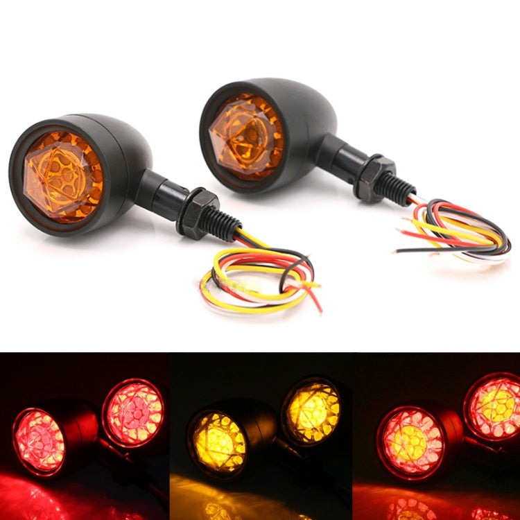 1pair Motorcycle Universal Retro LED Turn Signal Light(Black Shell Yellow Cover) - Turn Signal by PMC TechLife | Online Shopping South Africa | PMC TechLife | Buy Now Pay Later Mobicred