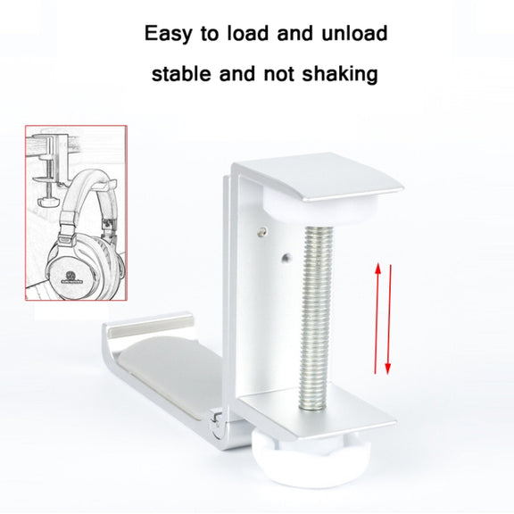 Headphone Bracket Internet Cafe Monitor Earphone Hanger Desktop Earphone Display Stand, Style: Lock Clip Type (Silver)