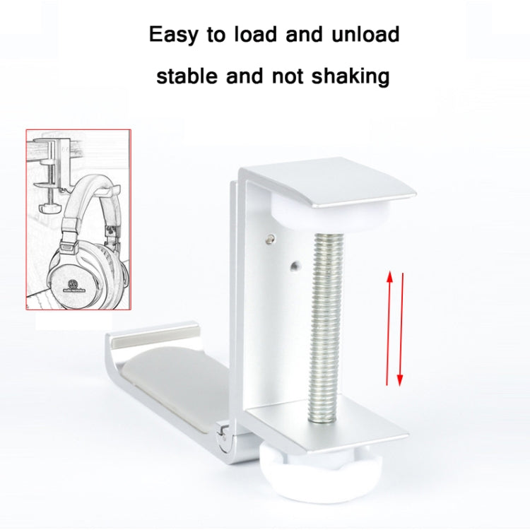 Headphone Bracket Internet Cafe Monitor Earphone Hanger Desktop Earphone Display Stand, Style: Lock Clip Type (Silver)