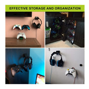 3 PCS Stick-On Headset Bracket Wall-Mounted Gamepad Bracket(Black)