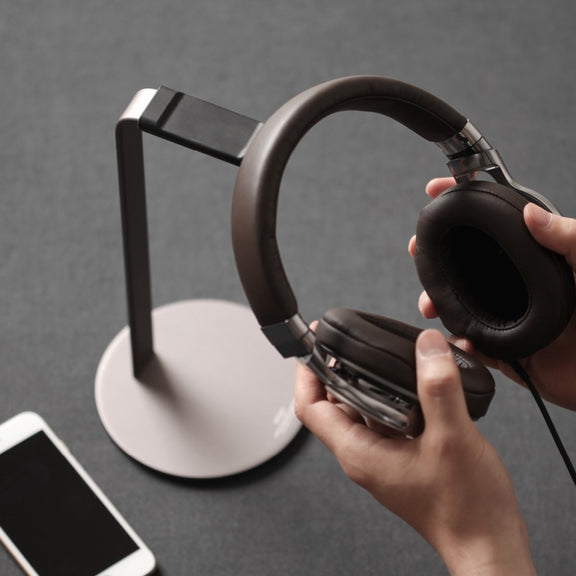 Aluminum Alloy Headphone Holder H-Stand Headphone Display Stand Headphone Storage Rack(Black)