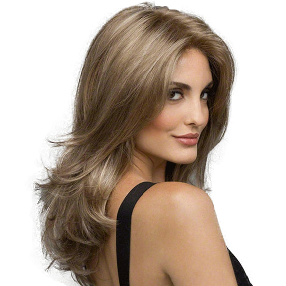 Women Mid-Point Mid-Length Curly Wig Chemical Fiber Headgear(Light Gold+Brown)