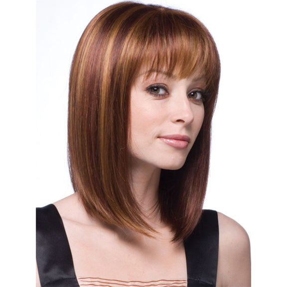Women Medium Long Style Straight Hair Headgear(Brown)