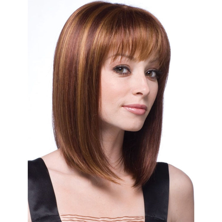 Women Medium Long Style Straight Hair Headgear(Light Gold)