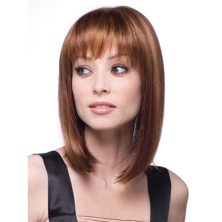 Women Medium Long Style Straight Hair Headgear(Brown)