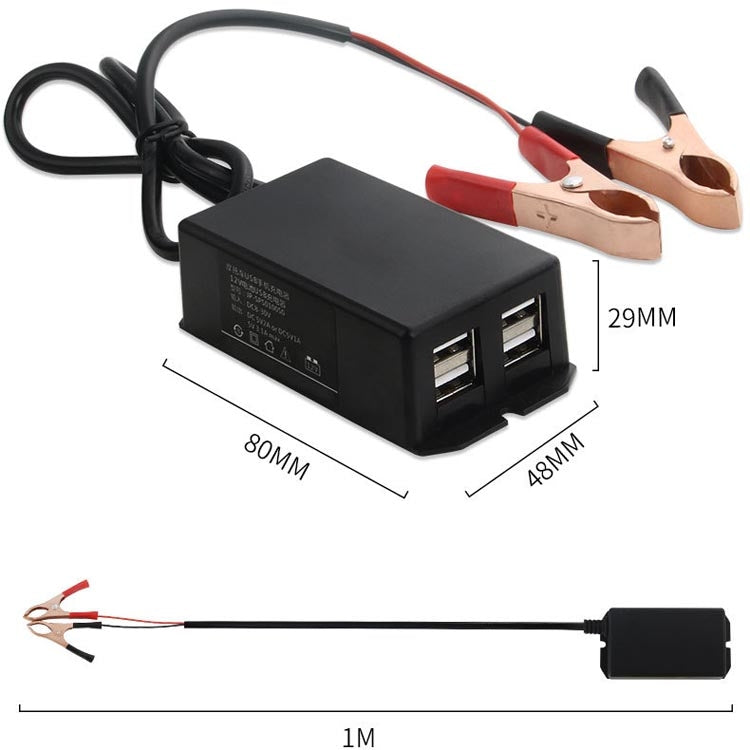 12/24V 4 USB Interface Motorcycle Car Mobile Phone Charger - Battery Charger by PMC TechLife | Online Shopping South Africa | PMC TechLife | Buy Now Pay Later Mobicred