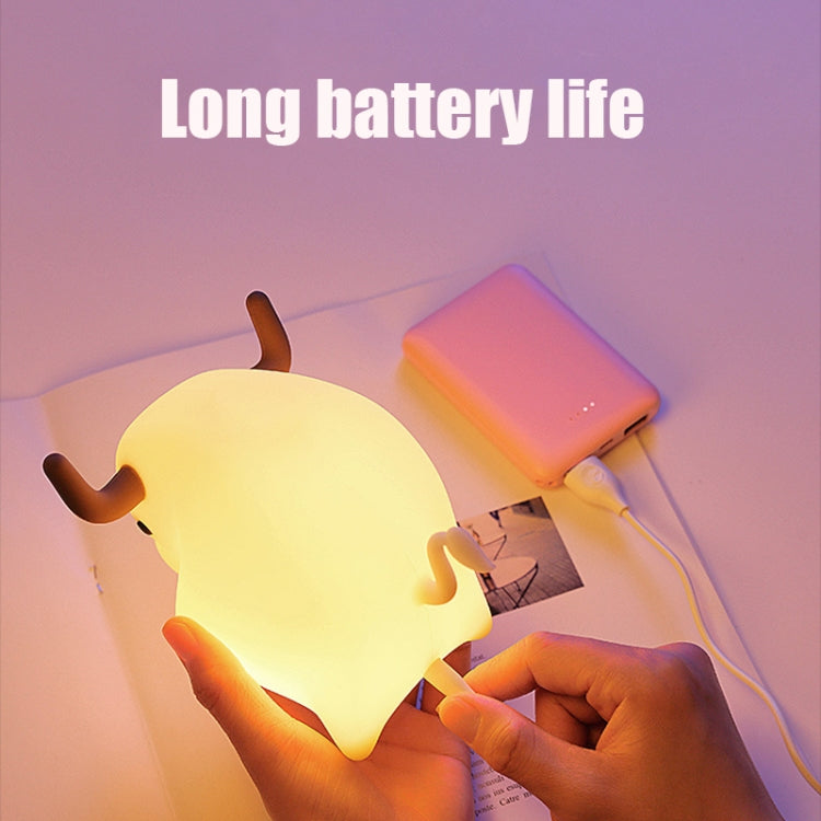 BD-NL-11 Cow Silicone Lamp USB Dimming Night Light Children Bedside Timing Sleeping Light(Yellow Light) - Night Lights by PMc TechLife | Online Shopping South Africa | PMc TechLife | Buy Now Pay Later Mobicred