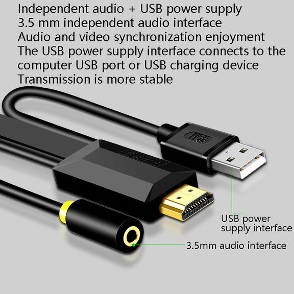 2m JH HV10 1080P HDMI to VGA Cable Projector TV Box Computer Notebook Industrial Display Adapter Cable