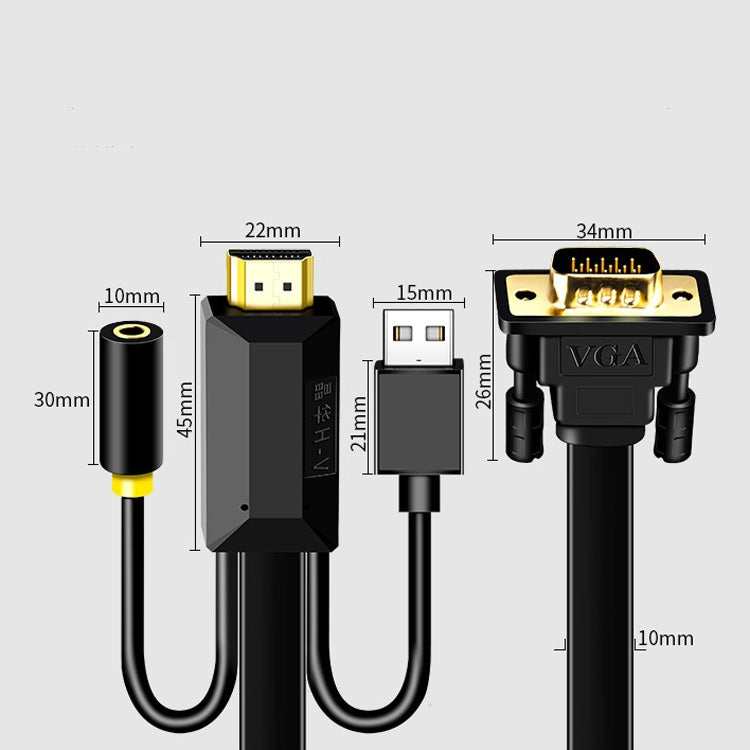 10m JH HV10 1080P HDMI to VGA Cable Projector TV Box Computer Notebook Industrial Display Adapter Cable - free shipping - PMC Jewellery - Order now!