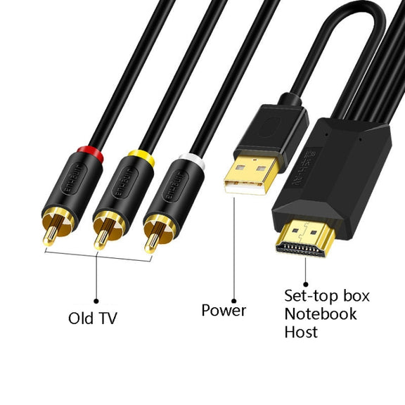 1m JingHua HDMI-3RCA HDMI To 3RCA Conversion Cable Set-Top TV Projector AV Lotus Converter Cable