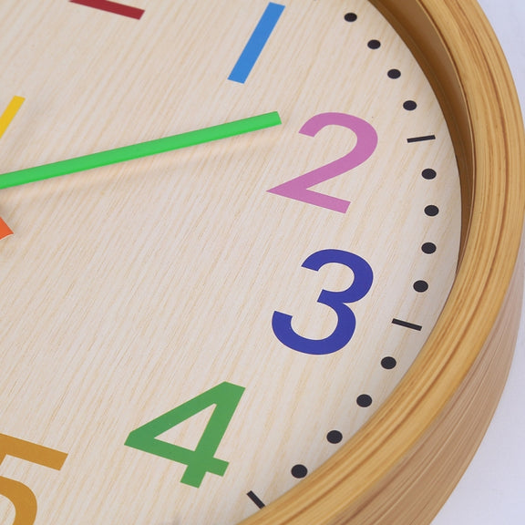 12 Inch Living Room Creative Color Wood Grain Wall Clock Quartz Clock  Classroom Children  Personality Wall  Clock