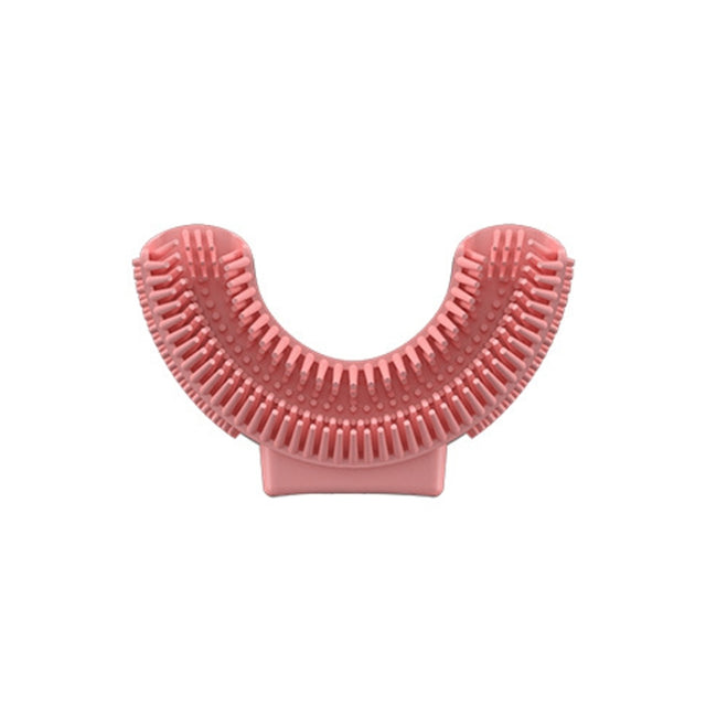 Silicone U-Shaped Replaceable Brush Head 2-8 Years Old Oral Electric Toothbrush Head(Pink)