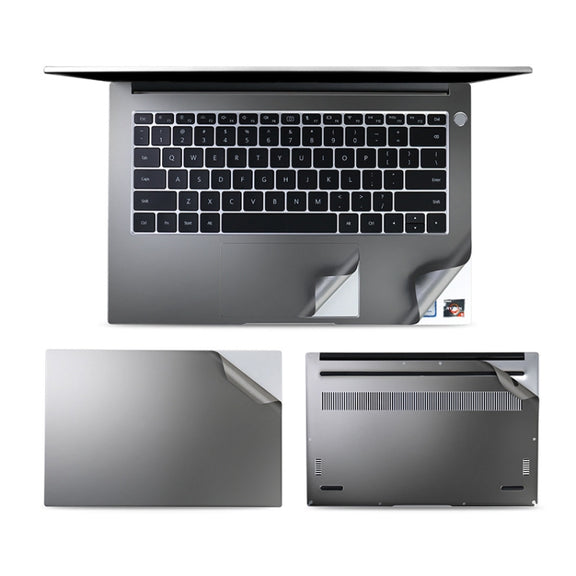 JRC 4 In 1 0.2mm Metal Texture Upper Cover Film + Bottom Cover Film + Full-Support Film + Touchpad Film Laptop Body Protective Film Sticker Set For Huawei Matebook D 14 inch (Gray)