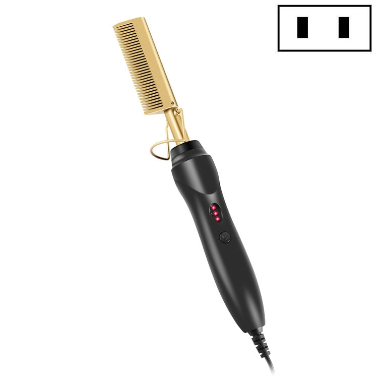 Multifunctional Comb Dry And Wet Dual-Use Curly Hair Straightening Stick Electric Perm Comb US Plug(Golden) - free shipping - PMC TechLife - Order now!