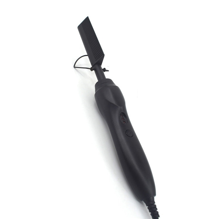 Multifunctional Comb Dry And Wet Dual-Use Curly Hair Straightening Stick Electric Perm Comb US Plug(Black)