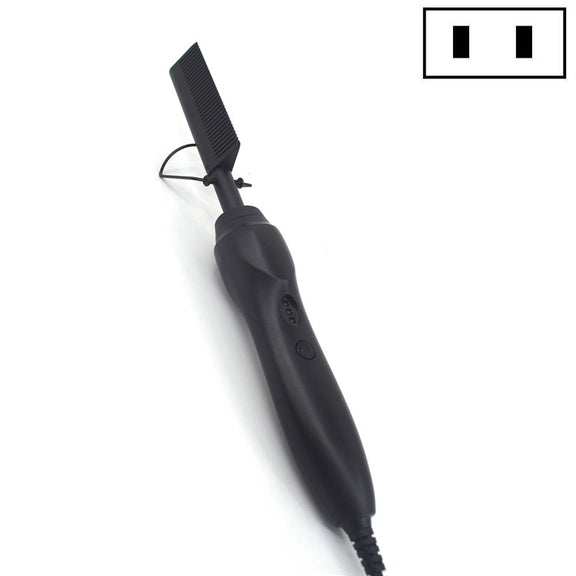 Multifunctional Comb Dry And Wet Dual-Use Curly Hair Straightening Stick Electric Perm Comb US Plug(Black)