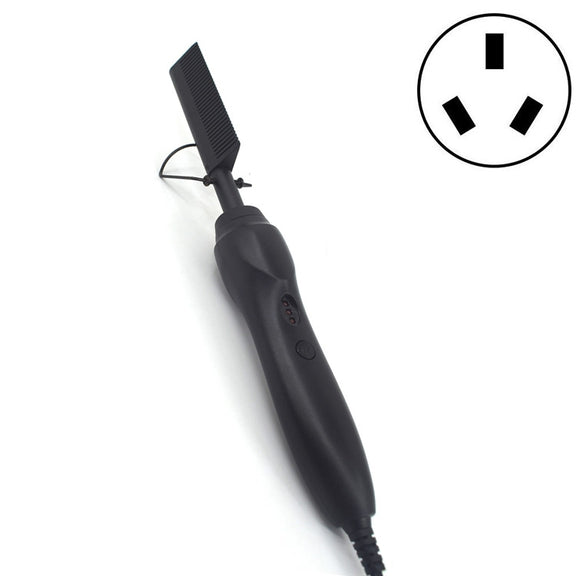 Multifunctional Comb Dry And Wet Dual-Use Curly Hair Straightening Stick Electric Perm Comb AU Plug(Black)