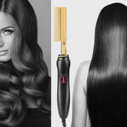 Multifunctional Comb Dry And Wet Dual-Use Curly Hair Straightening Stick Electric Perm Comb AU Plug(Black)