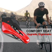 WEST BIKING Cycling Seat Hollow Breathable Comfortable Saddle Riding Equipment(Black Red)